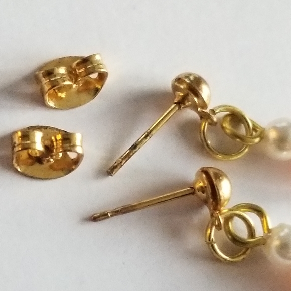 Relisted -Dainty pink and peach bead earrings gold tone white faux pearl - Picture 10 of 13